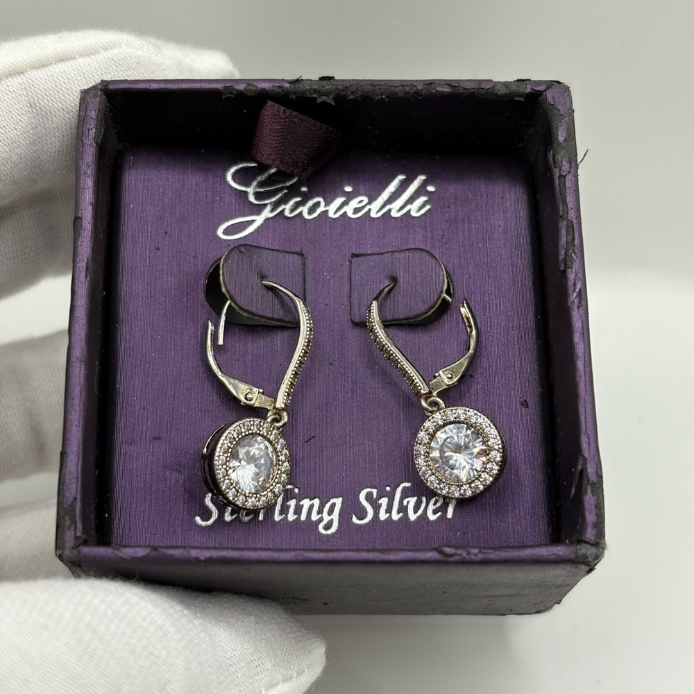 Gioielli Sterling Silver Halo Drop Earrings